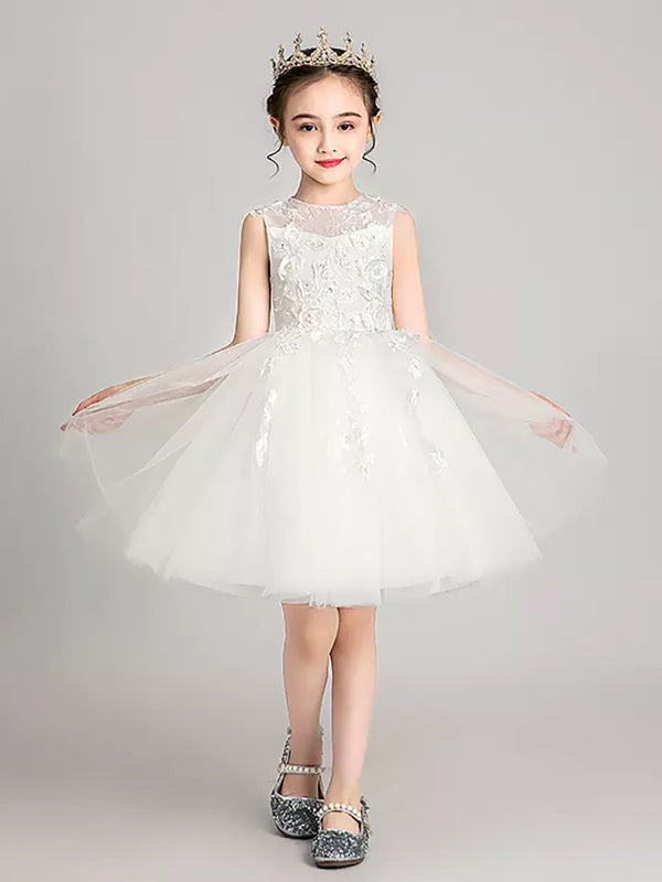 Girls Princess Dress Puffy Evening Gown Wedding Dress Piano Performance Costume - Dorabear