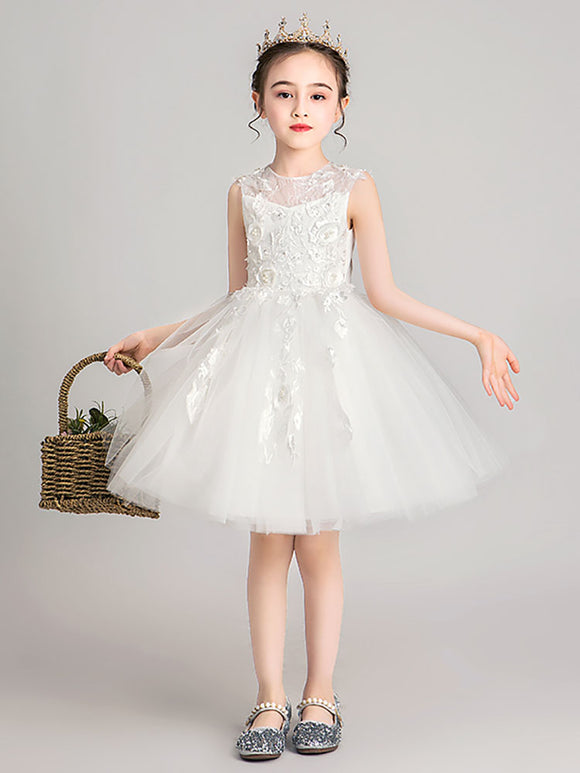 Girls Princess Dress Puffy Evening Gown Wedding Dress Piano Performance Costume - Dorabear