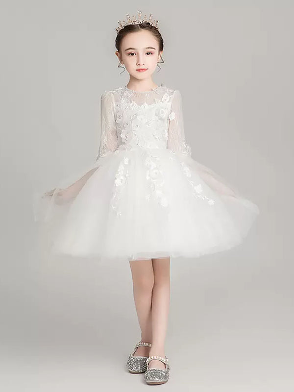 Girls Princess Dress Puffy Evening Gown Wedding Dress Piano Performance Costume - Dorabear