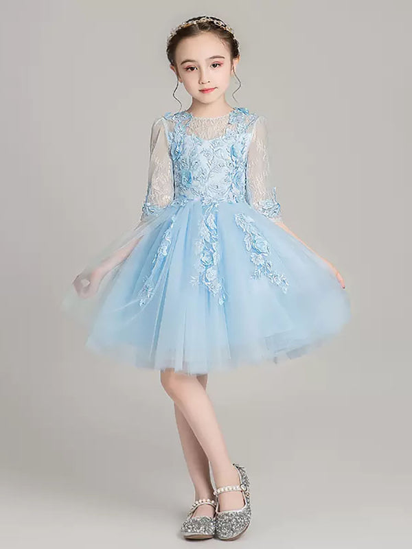 Girls Princess Dress Puffy Evening Gown Wedding Dress Piano Performance Costume - Dorabear