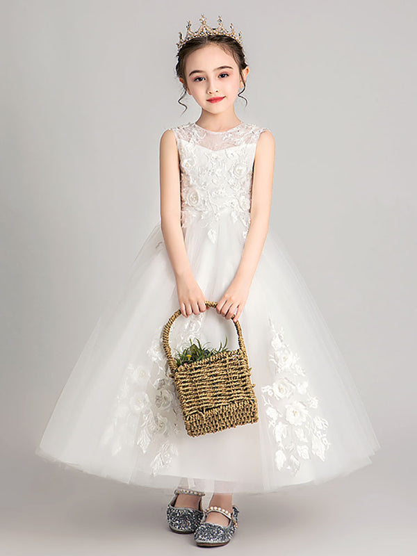 Girls Princess Dress Puffy Piano Performance Costume Flower Girl Wedding Gown - Dorabear