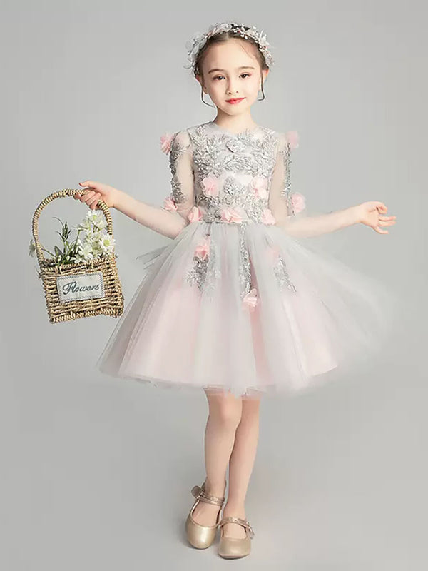 Girls Princess Dress Puffy Wedding Dress Flower Girl Gown Piano Performance Costume - Dorabear