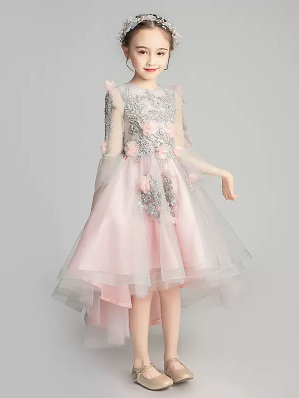 Girls Princess Dress Puffy Wedding Dress Flower Girl Gown Piano Performance Costume - Dorabear