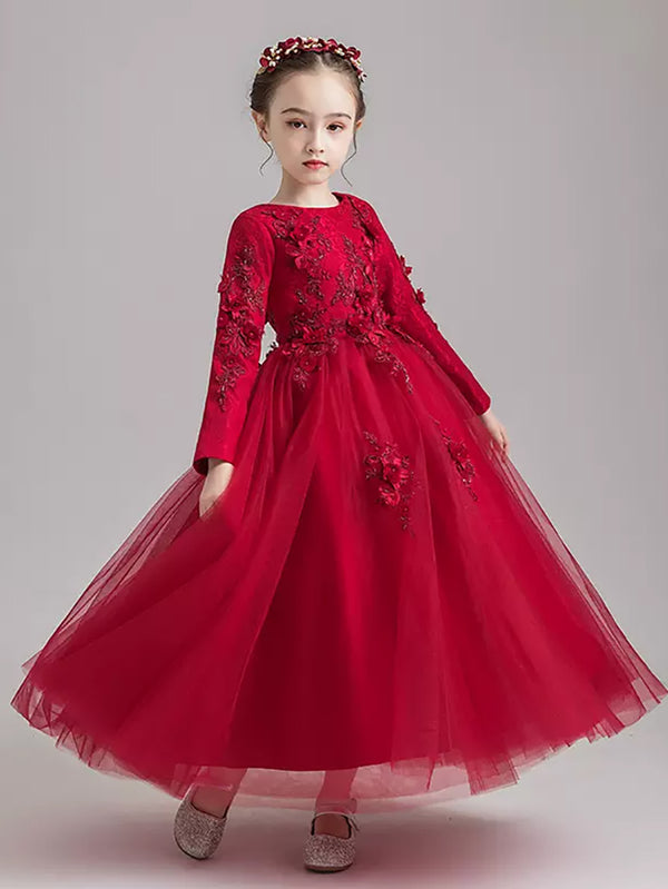 Girls Princess Dress Wedding Gown Flower Girl Dress Thickened Performance Costume - Dorabear