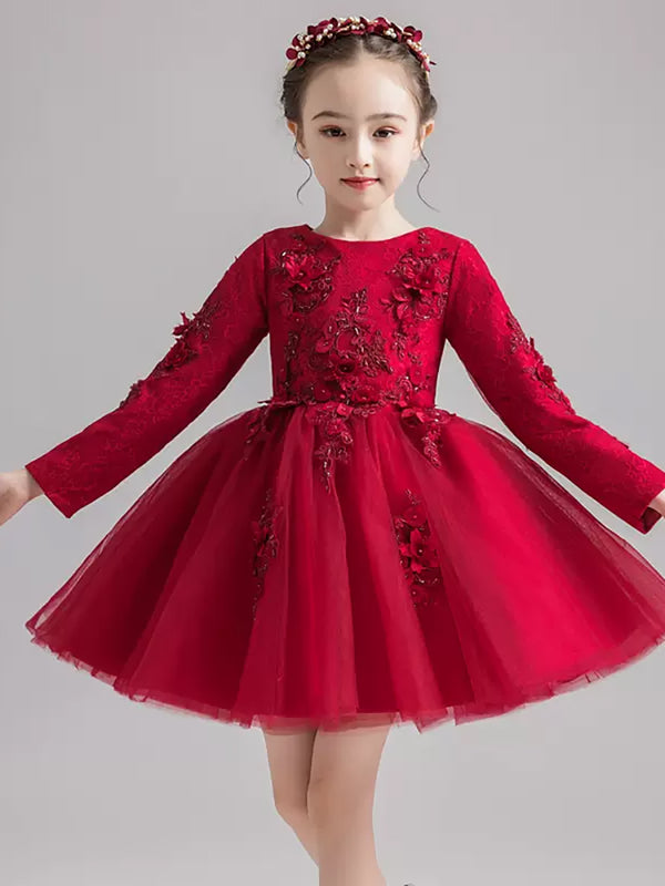 Girls Princess Dress Wedding Gown Flower Girl Dress Thickened Performance Costume - Dorabear