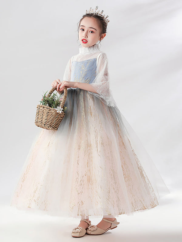 Girls Puffy Princess Dress Flower Girl Gown Autumn/Winter Performance Costum - Dorabear