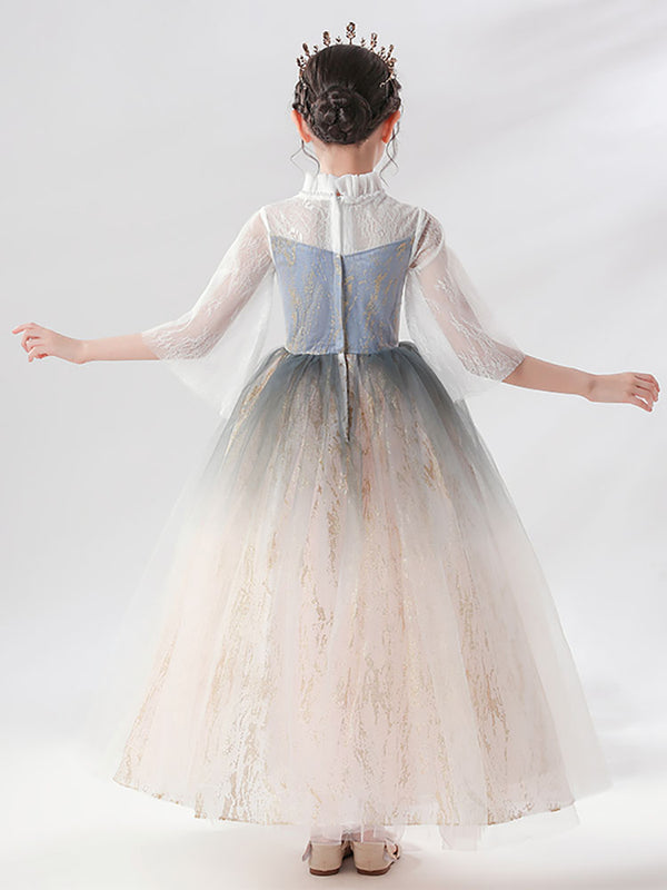 Girls Puffy Princess Dress Flower Girl Gown Autumn/Winter Performance Costum - Dorabear