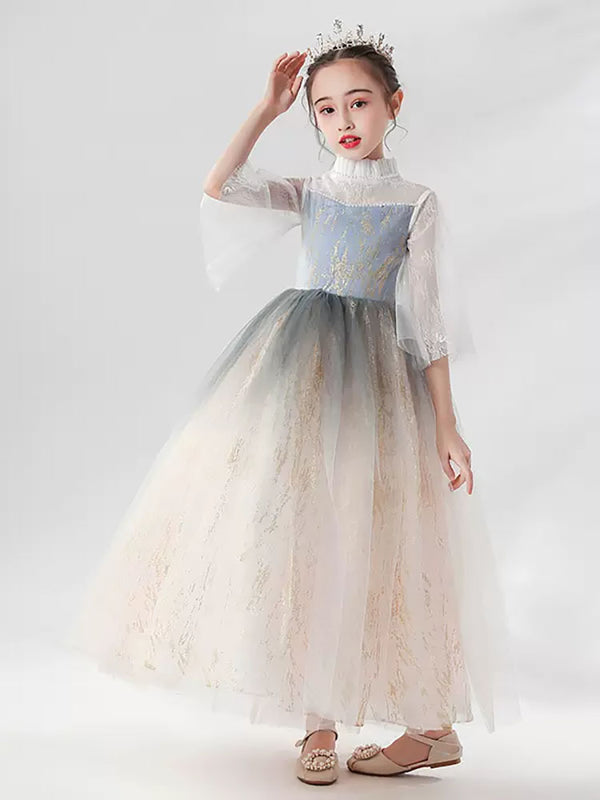 Girls Puffy Princess Dress Flower Girl Gown Autumn/Winter Performance Costum - Dorabear