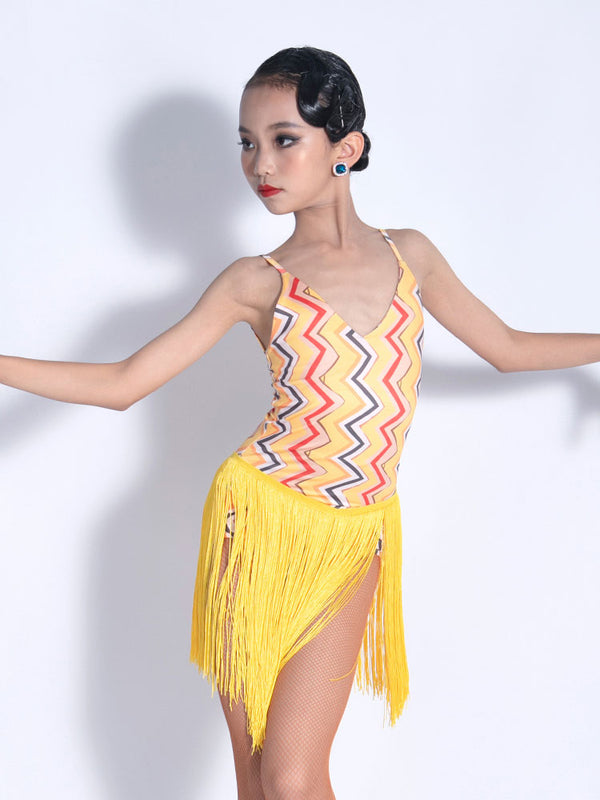 Latin Dance Training Clothes Summer Sling Fringed Dance Dress - Dorabear