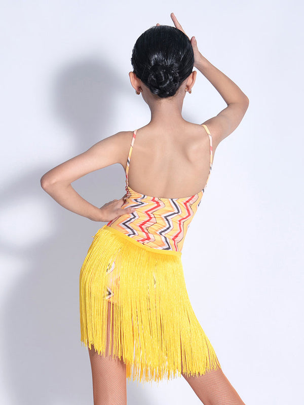 Latin Dance Training Clothes Summer Sling Fringed Dance Dress - Dorabear