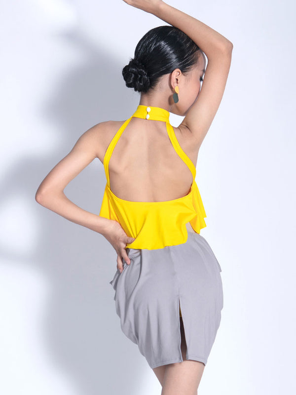 Summer Halterneck Sleeveless Exercise Clothing Latin Dance Leotard - Dorabear