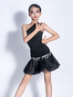 Summer Latin Dance Practice Clothes Wrapped Slanted Shoulder Collar Dress - Dorabear