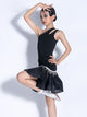 Summer Latin Dance Practice Clothes Wrapped Slanted Shoulder Collar Dress - Dorabear