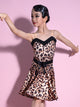 Latin Dance Dress Summer Leopard Print Suspenders Practice Clothes