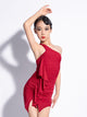 One-shoulder Sleeveless Backless Training Clothes Latin Dance Dress - Dorabear