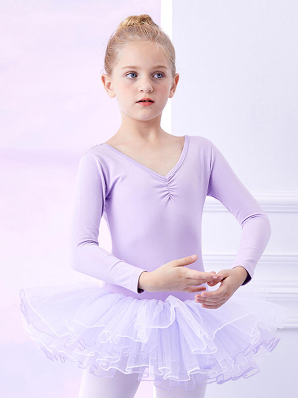 Autumn/Winter Ballet V-neck Long-sleeved Dress Dance Training Clothes - Dorabear