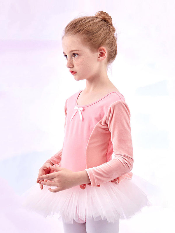 Ballet Dress Long-sleeved Autumn/Winter Velvet Stitching Dance Clothes - Dorabear