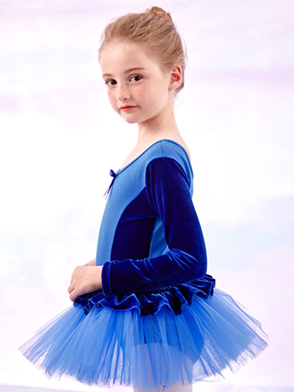 Ballet Dress Long-sleeved Autumn/Winter Velvet Stitching Dance Clothes - Dorabear