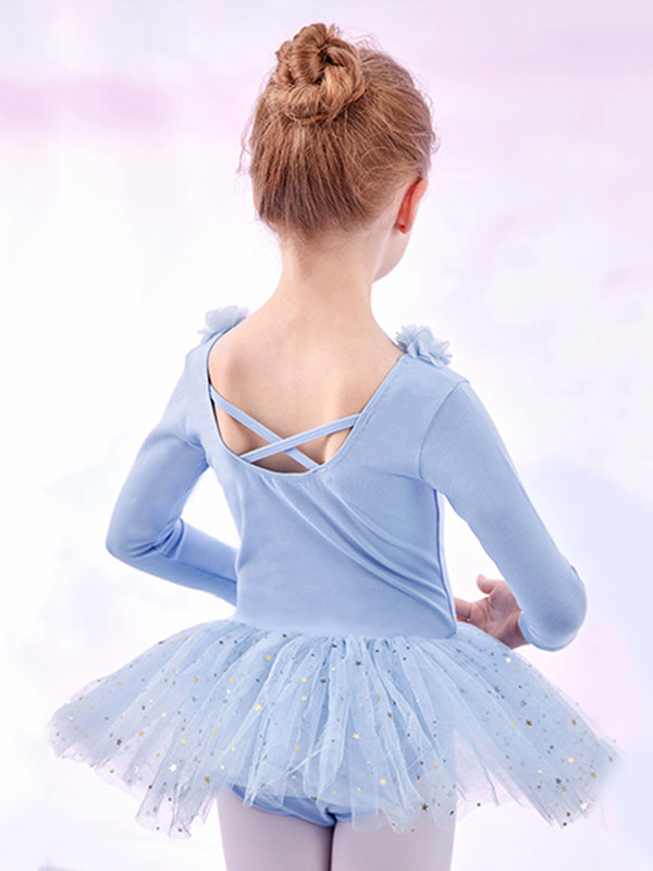 Ballet Skirt Fall/Winter Long-sleeved Neckline Flower Dance Dress - Dorabear