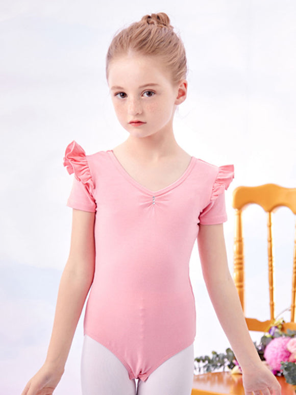 Summer V-Neck Short Sleeve Dance Leotard Ballet Practice Clothes - Dorabear