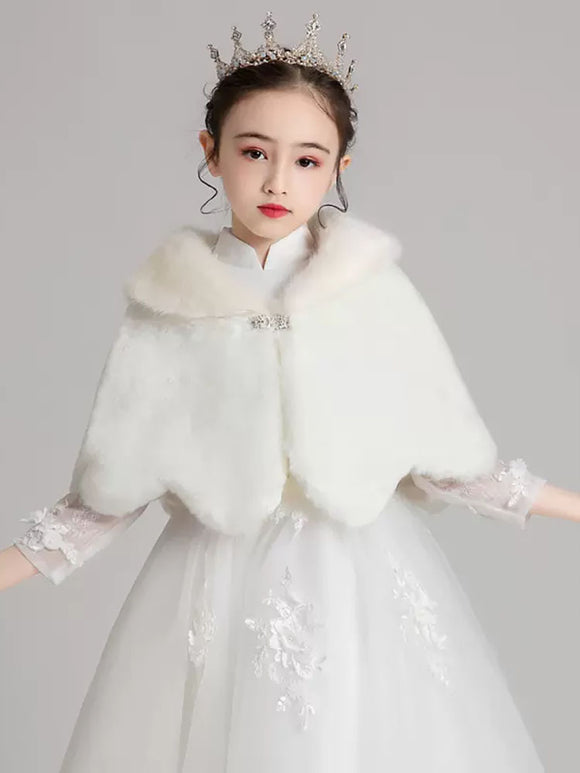 Girls' Cape Small Waistcoat Plush Surcoat Fur Collar Shawl Accessories - Dorabear