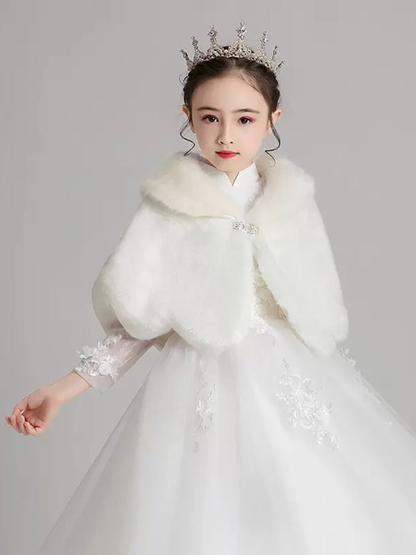 Girls' Cape Small Waistcoat Plush Surcoat Fur Collar Shawl Accessories - Dorabear