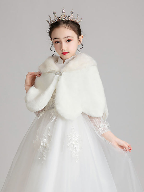 Girls' Cape Small Waistcoat Plush Surcoat Fur Collar Shawl Accessories - Dorabear