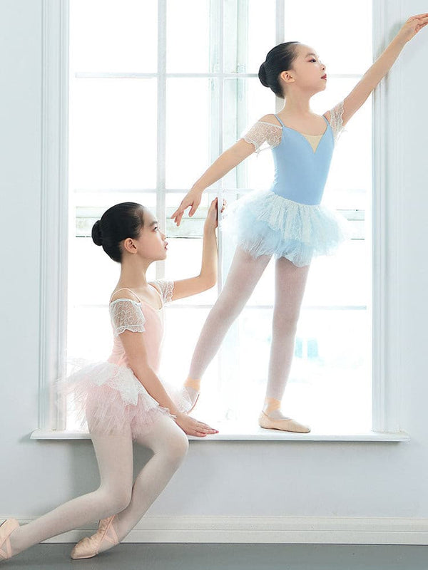 Ballet Practice Dress Off-shoulder Sling Short-sleeved Backless Leotard - Dorabear