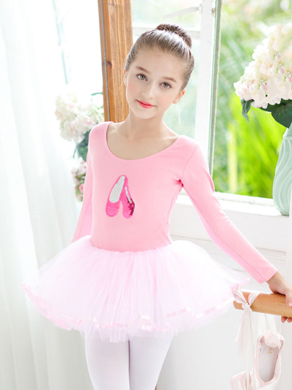 Embroidered Dance Dress Autumn/Winter Long Sleeved Ballet Clothes - Dorabear