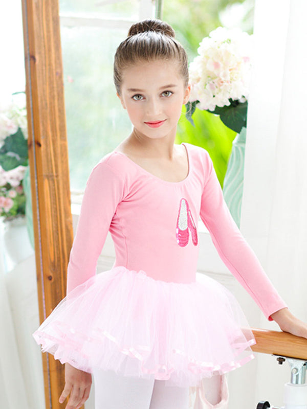 Embroidered Dance Dress Autumn/Winter Long Sleeved Ballet Clothes - Dorabear