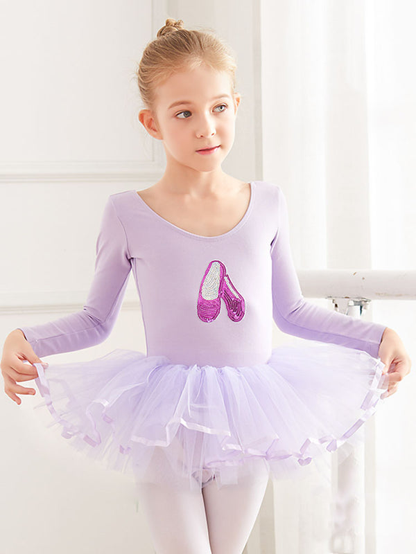 Embroidered Dance Dress Autumn/Winter Long Sleeved Ballet Clothes - Dorabear