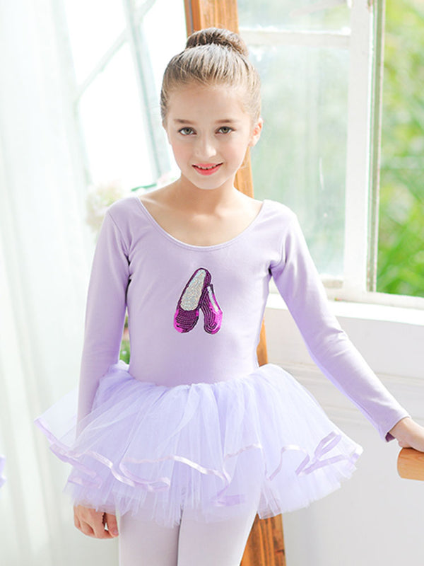 Embroidered Dance Dress Autumn/Winter Long Sleeved Ballet Clothes - Dorabear