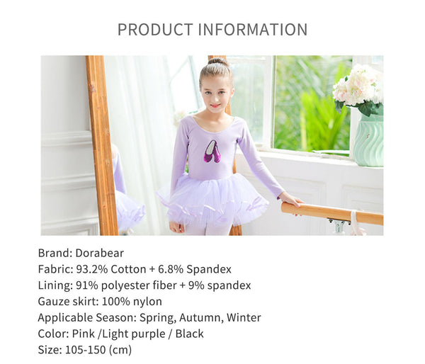 Embroidered Dance Dress Autumn/Winter Long Sleeved Ballet Clothes - Dorabear