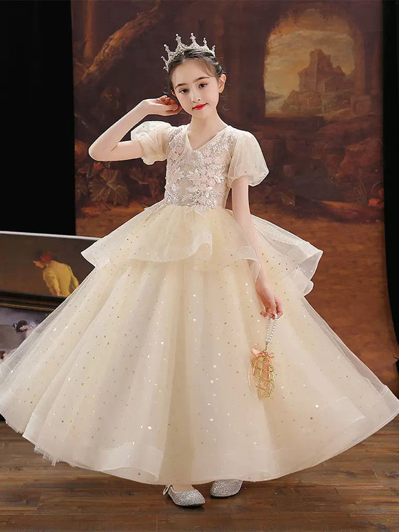 Girls' Evening Dress Birthday Princess Dress Autumn/Winter Performance Costume - Dorabear