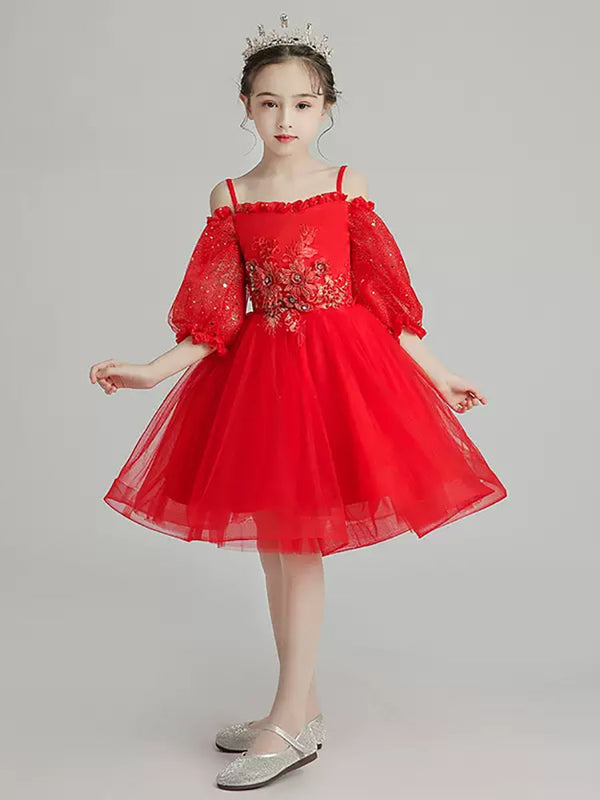 Girls'Evening Gown Autumn/Winter Performance Costume Flower Girl Wedding Dress Princess Dress - Dorabear