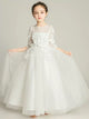 Girls' Evening Gown Flower Girl Princess Dress Puffy Gauze Piano Performance Costume - Dorabear