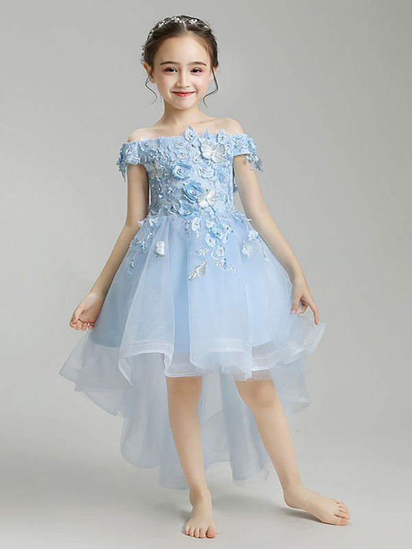 Girls' Evening Gown Flower Girl Wedding Dress Piano Performance Costume Princess Dress - Dorabear