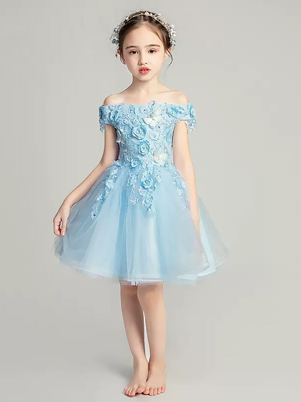 Girls' Evening Gown Flower Girl Wedding Dress Piano Performance Costume Princess Dress - Dorabear