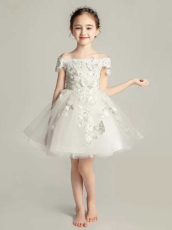 Girls' Evening Gown Flower Girl Wedding Dress Piano Performance Costume Princess Dress - Dorabear