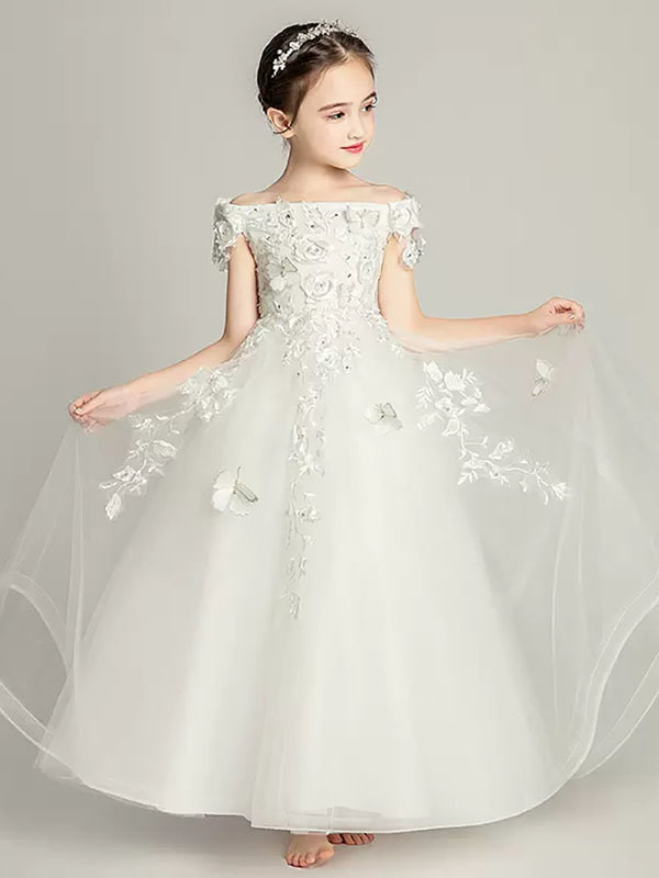 Girls' Evening Gown Flower Girl Wedding Dress Piano Performance Costume Princess Dress - Dorabear