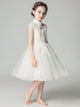 Girls' Evening Gown Flower Girl Wedding Dress White Puffy Piano Performance Costume - Dorabear