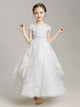 Girls' Evening Gown Flower Kid's Wedding Dress Off-shoulder Princess Dress - Dorabear