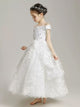 Girls' Evening Gown Flower Kid's Wedding Dress Off-shoulder Princess Dress - Dorabear