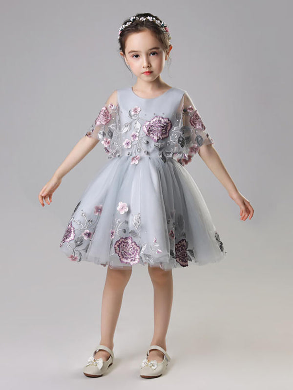 Girls' Evening Gown Fluffy Gauze Walkshow Performence Dress Flower Girl Wedding Dress - Dorabear