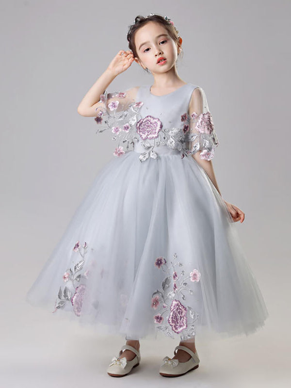 Girls' Evening Gown Fluffy Gauze Walkshow Performence Dress Flower Girl Wedding Dress - Dorabear