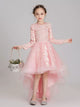 Girls' Evening Gown Long Sleeve Piano Performance Costume Flower Girl Wedding Dress - Dorabear