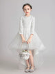 Girls' Evening Gown Long Sleeve Piano Performance Costume Flower Girl Wedding Dress - Dorabear