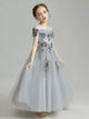 Girls' Evening Gown Off-shoulder Long Piano Performance Costume Puffy Gauze Dress - Dorabear