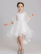 Girls' Evening Gown Piano Performance Costume Bubble Sleeve Puffy Princess Dress - Dorabear