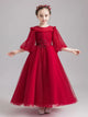 Girls' Evening Gown Piano Performance Costume Bubble Sleeve Puffy Princess Dress - Dorabear